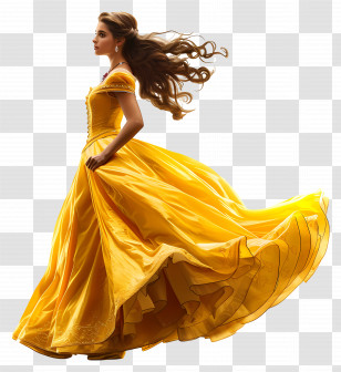 Belle Princess - Elegant Woman In Yellow Dress Transparent PNG
