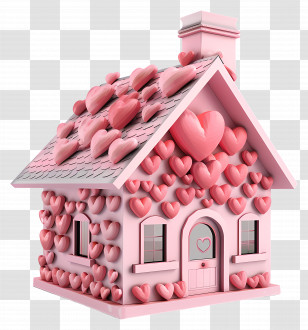 Love Design - Heart-Themed Pink House Illustration Transparent PNG