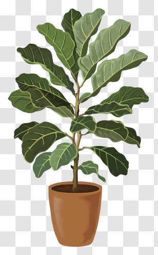 Fern Plant - Stylish Fiddle Leaf Fig Plant In Pot Transparent PNG
