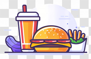 Fast Food - Delicious Fast Food Combo With Burger, Fries, And Drink Transparent PNG