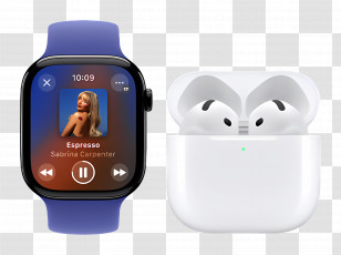 Apple Watch - Modern Smartwatch And Wireless Earbuds Transparent PNG