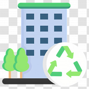 Sustainability - Building With Recycle Symbol For Eco Concept Transparent PNG