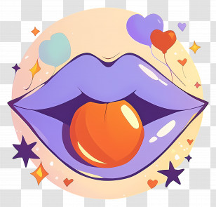 Cartoon Lips - Colorful Lips With Candy Transparent PNG
