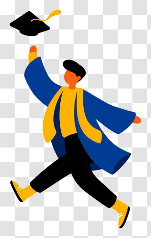 Student Jumping In Air - Graduating Person Celebrating With Cap Transparent PNG