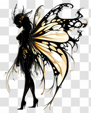 Dark Fairy - Fantasy Fairy With Intricate Wings Transparent PNG