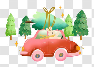 Red Car - Car Carrying Christmas Tree Transparent PNG