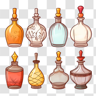 Perfume Bottle - Fancy Glass Bottles With Vintage Design Transparent PNG