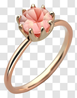 Soft Pink Element - Rose-Gold Ring With Pink Gemstone Transparent PNG