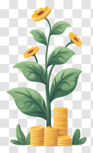 Income Growth Investment - Money Plant With Coins Transparent PNG