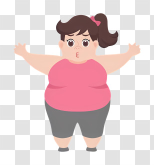 Fat Body - Cartoon Girl Wearing Pink Top With Open Arms Transparent PNG