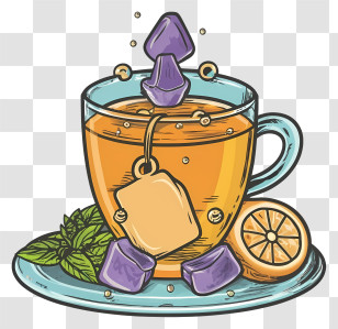 Glass Cup Of Tea - Tea Cup With Lemon And Mint Transparent PNG