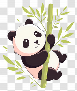 Cute Panda - Cute Panda Climbing Bamboo Transparent PNG