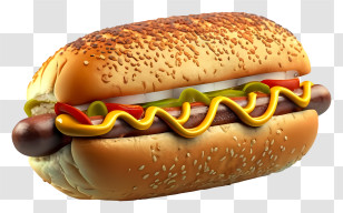 Hot Dog - Realistic Hotdog With Mustard And Ketchup Toppings Transparent PNG