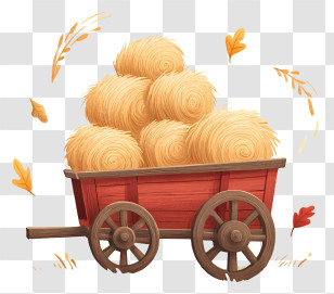 Stacked Hay Bales - Rustic Red Wagon With Hay Bales Transparent PNG
