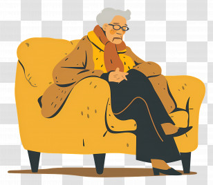 Tired Old Woman - Elderly Woman Sitting In Chair Illustration Transparent PNG