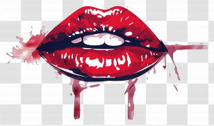 Kiss Stain - Red Lips With Dripping Effect Illustration Transparent PNG