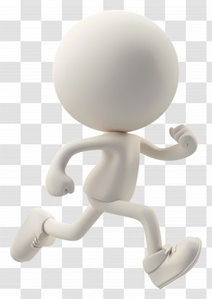 Stick Figure Running - 3D White Character Running In Dynamic Pose Transparent PNG