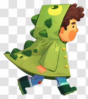 Cartoon Boy - Child In Green Dinosaur Costume Transparent PNG