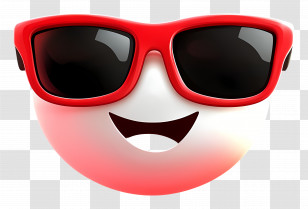 Sunglasses Emoji - Red And White Smiley With Sunglasses Transparent PNG