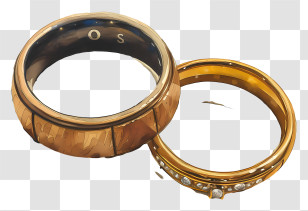 Wedding Rings - Golden Bangles With Embellishments Transparent PNG