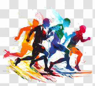 Athletics - Colorful Running Silhouettes Transparent PNG