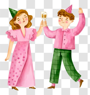 Champagne Glasses - Dancing Party Couple Transparent PNG