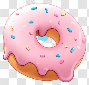 Pink Donut - Pink Glazed Donut With Sprinkles Transparent PNG