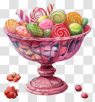 Candy Bowl - Pink Candy Bowl With Colorful Treats Transparent PNG