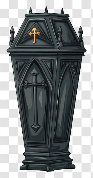 Gothic Coffin - Decorative Coffin With Cross Transparent PNG