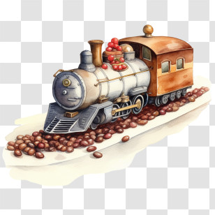 Coffee Beans
 - Vintage Train Illustration With Coffee Beans Transparent PNG
