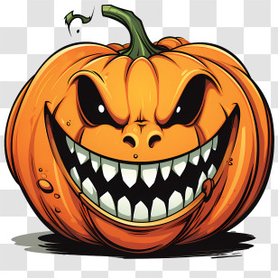 Jack O Lantern - Angry Carved Pumpkin For Halloween Decorations Transparent PNG