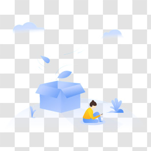 Box - Person Sitting Near Blue Box Transparent PNG