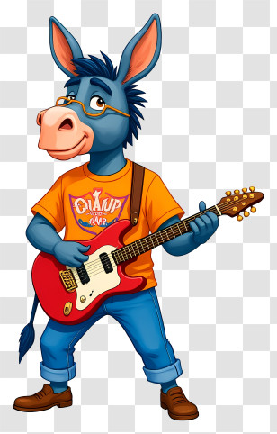 Cartoon Donkey - Donkey Rock Guitarist Transparent PNG