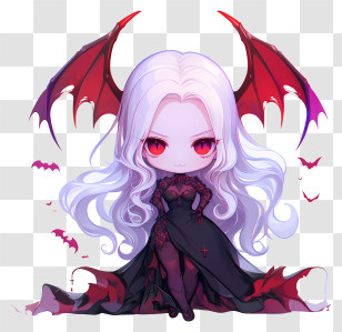 Vampire Princess - Chibi Vampire With Red Wings Transparent PNG
