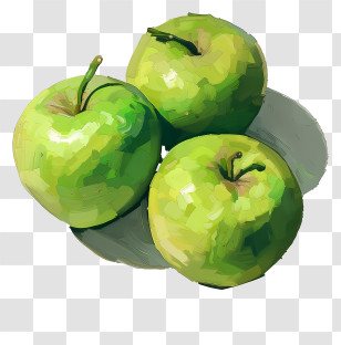 Green Apples - Stylized Green Apples With Shadows Art Transparent PNG