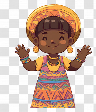 Africa Child Day - Smiling Girl In Colorful Dress Transparent PNG
