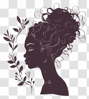 Girl Logo - Silhouette Of Woman With Floral Decorations Transparent PNG