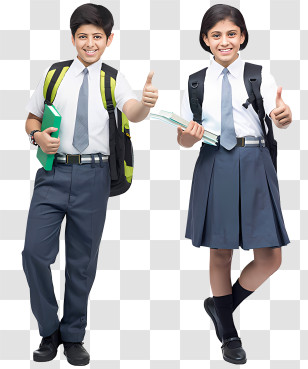 School - Students In School Uniform With Thumbs Up Transparent PNG