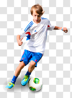 Sports - Young Boy Playing Soccer Outdoors Transparent PNG