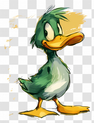 Cartoon Duck - Cartoon Illustration Of A Cute Green Duck Transparent PNG