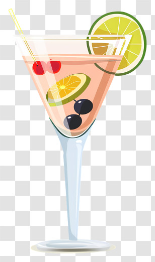 Martini Cocktail - Colorful Fruit Cocktail In A Glass Transparent PNG