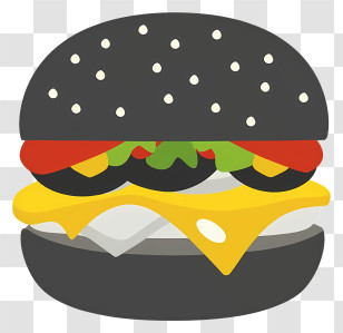 Black Hamburger - Creative Black Burger With Cheese Illustration Transparent PNG