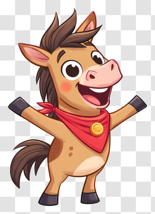 Cartoon Horse - Cheerful Cartoon Horse Mascot Transparent PNG