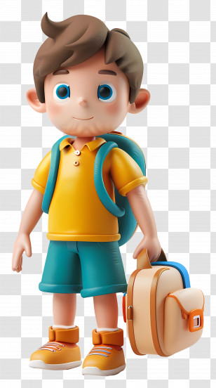 Schoolboy With Backpack - Cartoon Boy With Backpack Transparent PNG