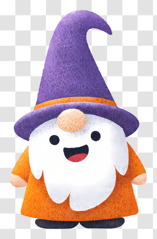 Halloween Ghost Gnome - Happy Gnome With Purple Hat Transparent PNG