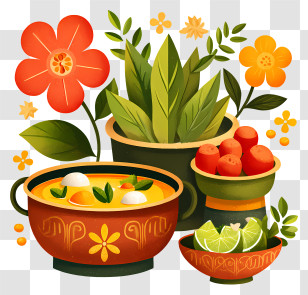 Indian Cuisine - Vegetable Dishes And Ingredients Illustration Transparent PNG