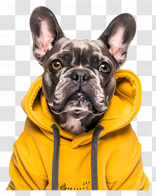 French Bulldog - French Bulldog Wearing A Yellow Hoodie Transparent PNG