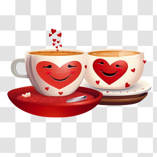 Sweetest Day
 - Romantic Coffee Cups With Heart Designs Transparent PNG