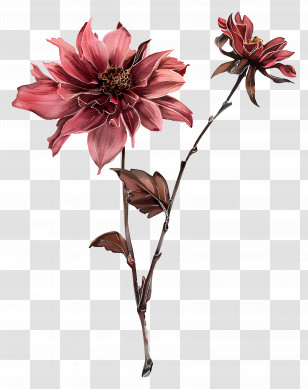 Dahlia Flower - Single Stem Flower With Pink Petals Transparent PNG