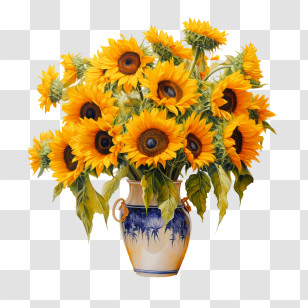 Sunflower
 - Vase Of Bright Sunflowers Transparent PNG